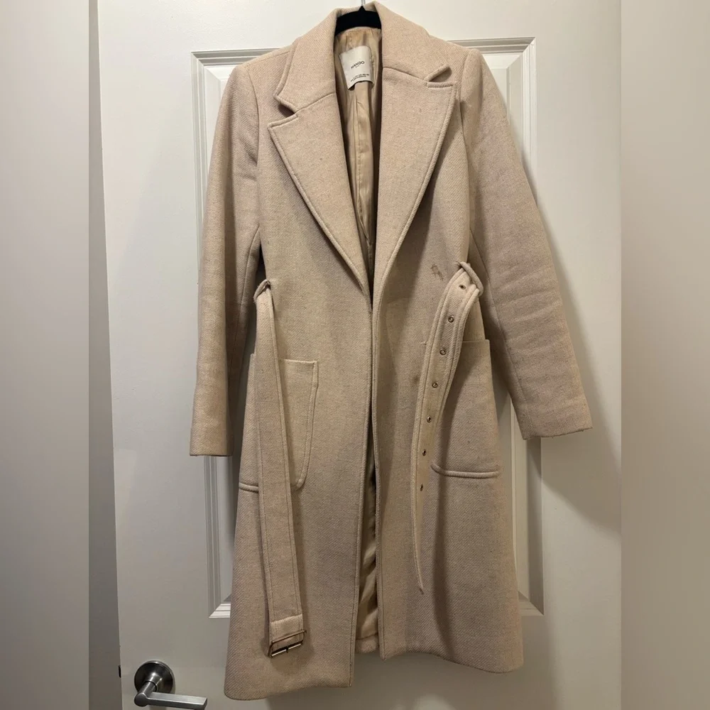 Mango Wool-Blend Cream Coat - Picture 3 of 12